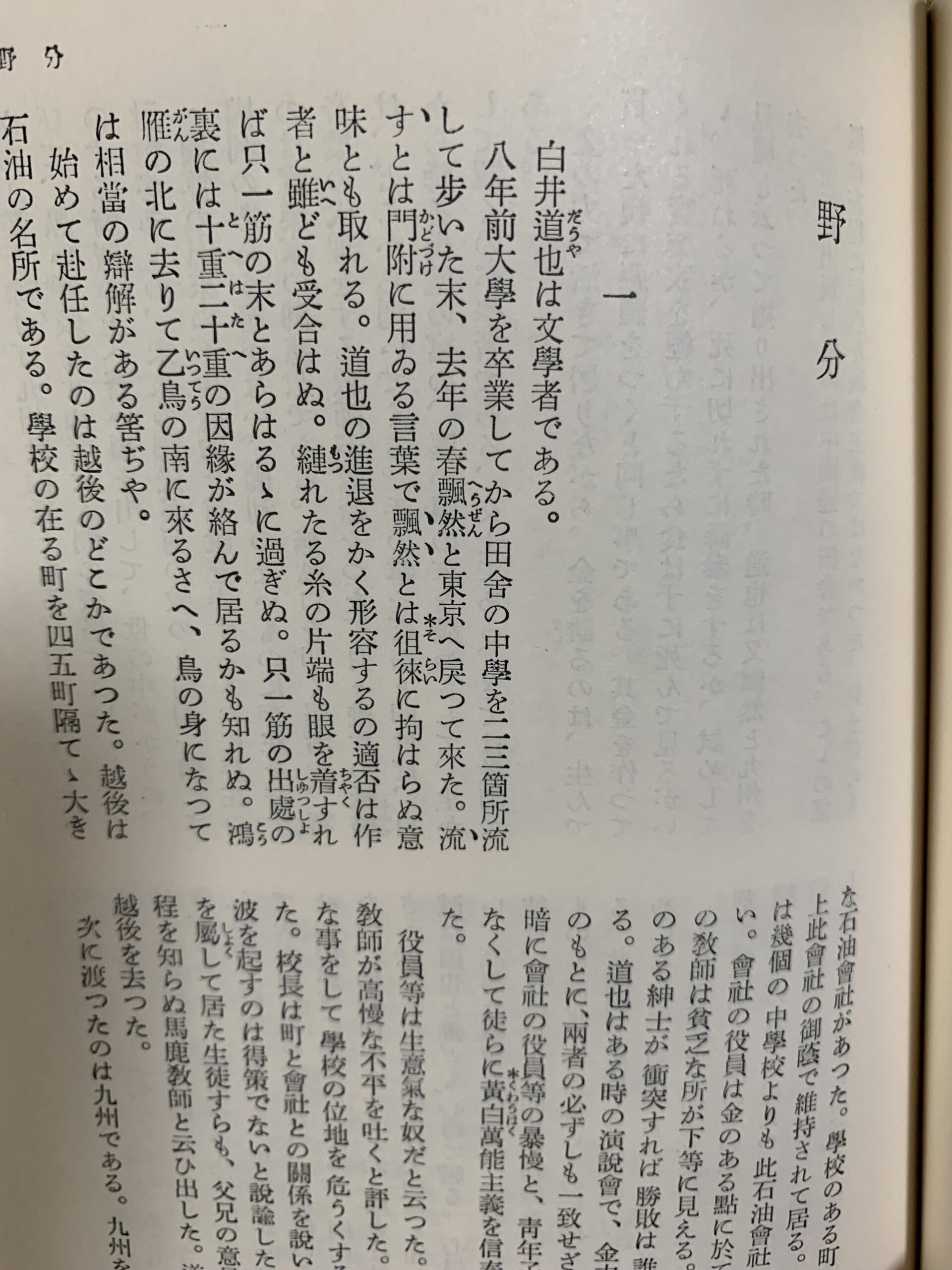 【読書感想文】夏目漱石「野分」を読んで